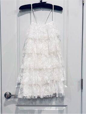 NWT Idem Ditto White Lace Tiered Spaghetti Strap Dress - Small